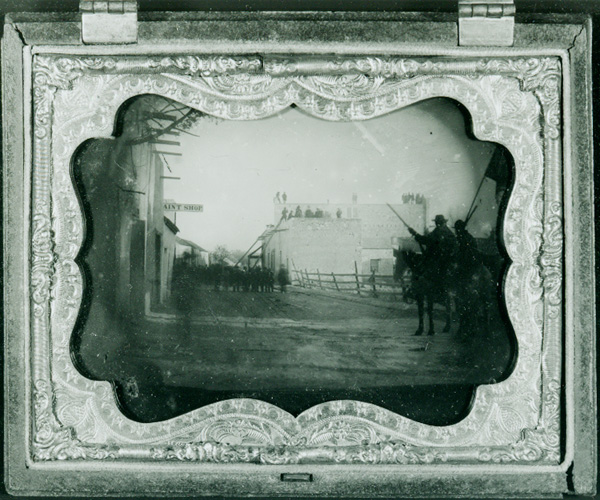 Ambrotype depicting the surrender of General Twigg's federal forces to the Confederates in San Antonio, 1861