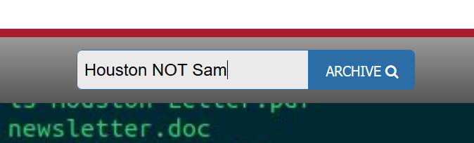 search bar with the words Houston NOT Sam